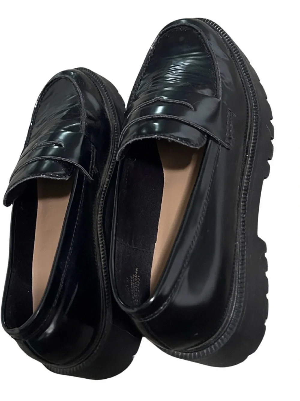 H&M Patent Vegan Leather Platform Loafers | Black | Size EU 36 (US 5.5-6)